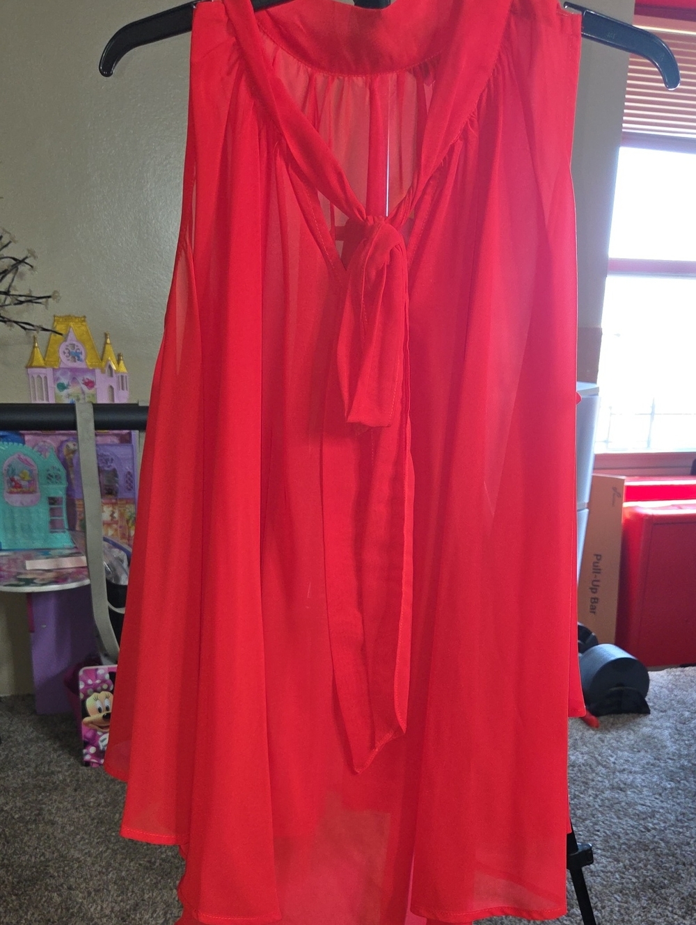 Red Sleeveless Tie-Neck Chemise - Brand